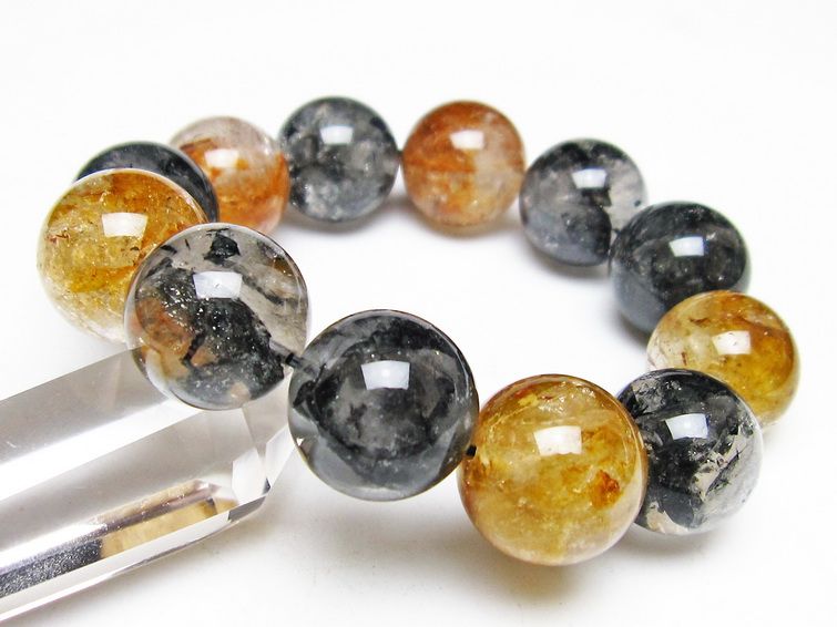 ブラックエレスチャルクォーツ ブレスレット 19mm 一点物 111-54256