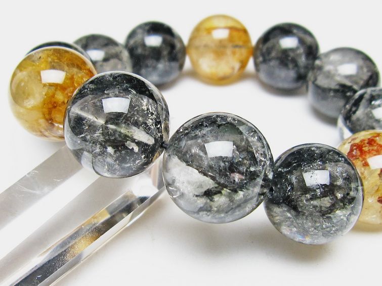 ブラックエレスチャルクォーツ ブレスレット 20mm 一点物 111-54257