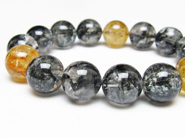 ブラックエレスチャルクォーツ ブレスレット 15mm 一点物 111-54258