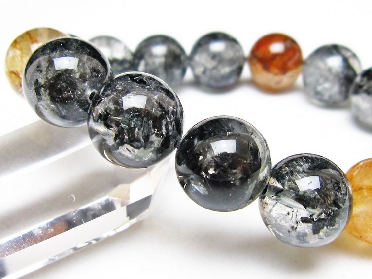 ブラックエレスチャルクォーツ ブレスレット 14mm 一点物 111-54259