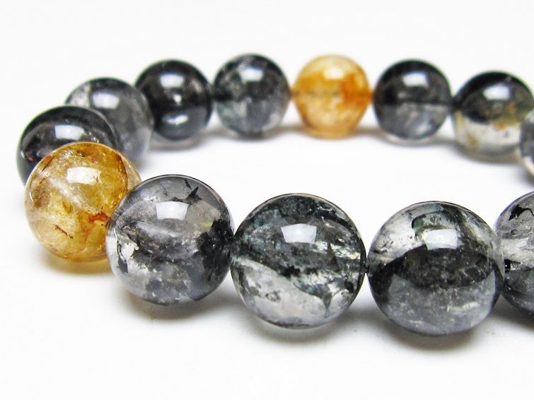 ブラックエレスチャルクォーツ ブレスレット 14mm 一点物 111-54259