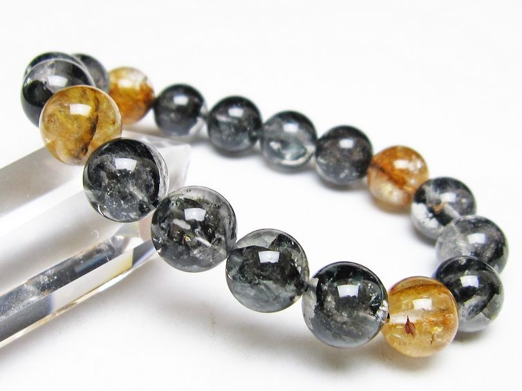 ブラックエレスチャルクォーツ ブレスレット 11mm 一点物 111-54262