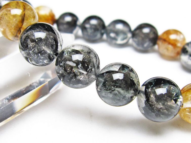 ブラックエレスチャルクォーツ ブレスレット 11mm 一点物 111-54262