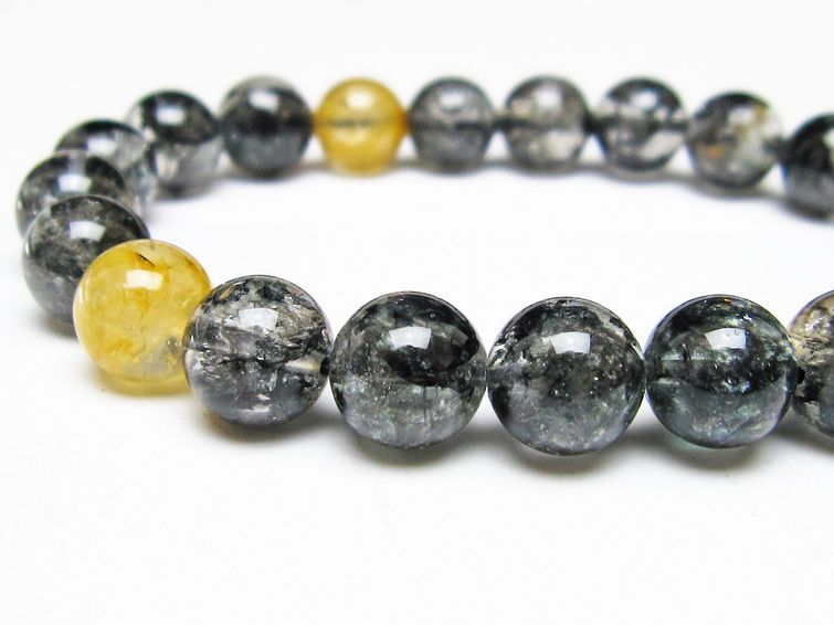 ブラックエレスチャルクォーツ ブレスレット 10mm メール便可 一点物 111-54263