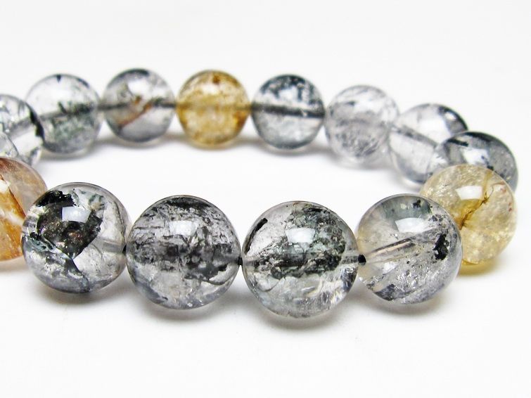 ブラックエレスチャルクォーツ ブレスレット 15mm 一点物 111-54268