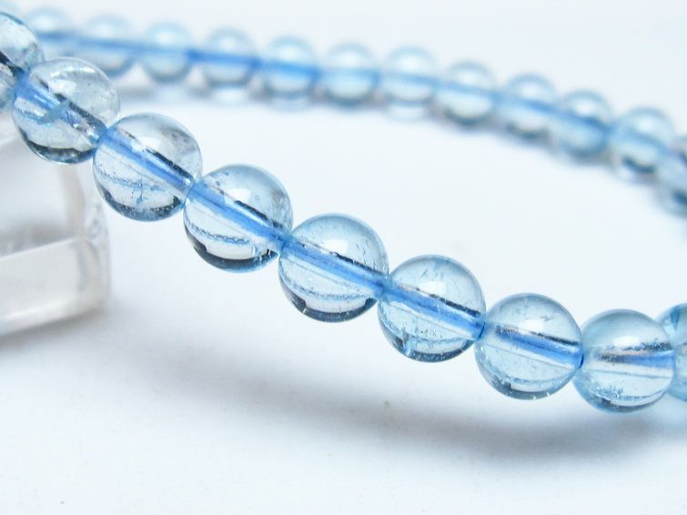 ブルートパーズ ブレスレット 6mm トパーズ ブレス メール便可 一点物 111-54529