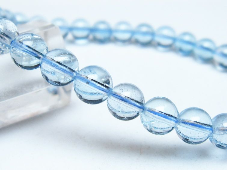 ブルートパーズ ブレスレット 6mm トパーズ ブレス メール便可 一点物 111-54544