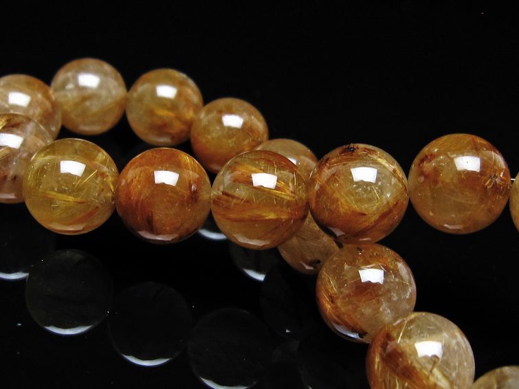 ルチルクォーツ ブレスレット 12mm タイチンルチル ブレス ブラウンゴールド 一点物 111-54604