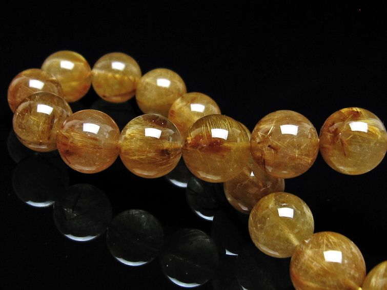 ルチルクォーツ ブレスレット 12mm タイチンルチル ブレス ブラウンゴールド 一点物 111-54619
