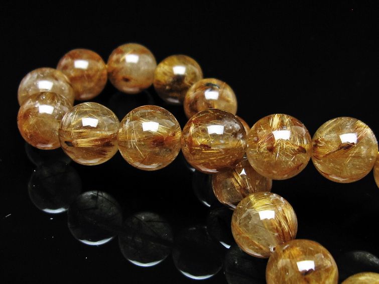 ルチルクォーツ ブレスレット 11mm タイチンルチル ブレス ブラウンゴールド 一点物 111-54625