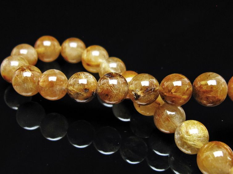 ルチルクォーツ ブレスレット 8mm タイチンルチル ブレス ブラウンゴールド メール便可 一点物 111-54656