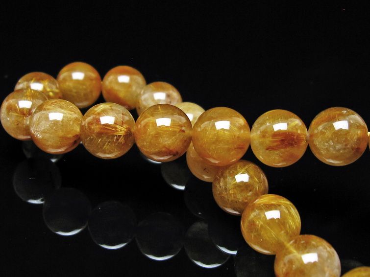 ルチルクォーツ ブレスレット 10mm タイチンルチル ブレス ブラウンゴールド 一点物 111-54660