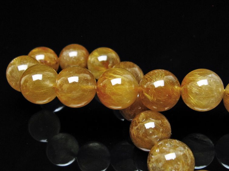 ルチルクォーツ ブレスレット 12mm タイチンルチル ブレス ブラウンゴールド 一点物 111-54663