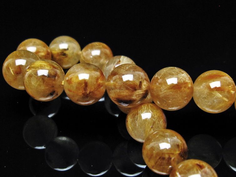 ルチルクォーツ ブレスレット 12mm タイチンルチル ブレス ブラウンゴールド 一点物 111-54664
