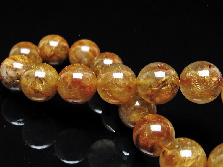 ルチルクォーツ ブレスレット 12mm タイチンルチル ブレス ブラウンゴールド 一点物 111-54667
