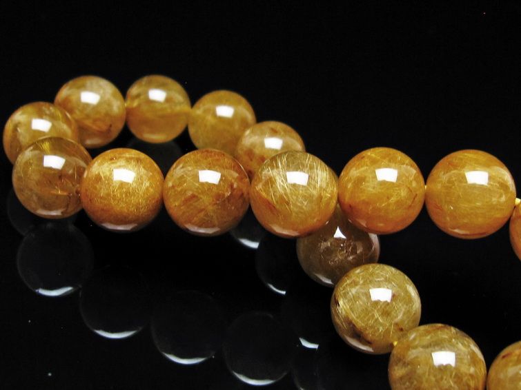 ルチルクォーツ ブレスレット 12mm タイチンルチル ブレス ブラウンゴールド 一点物 111-54669