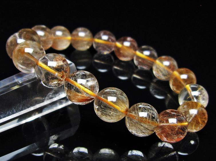 ルチルクォーツ ブレスレット 12mm ゴールドルチル ブロンズルチル メール便可 一点物 111-54795