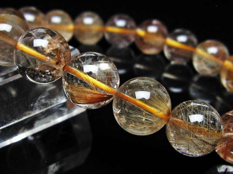 ルチルクォーツ ブレスレット 12mm ゴールドルチル ブロンズルチル メール便可 一点物 111-54795
