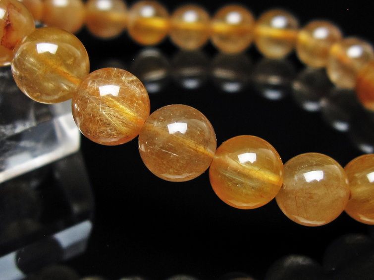 ルチルクォーツ ブレスレット 8mm ゴールドルチル ブロンズルチル メール便可 一点物 111-54817