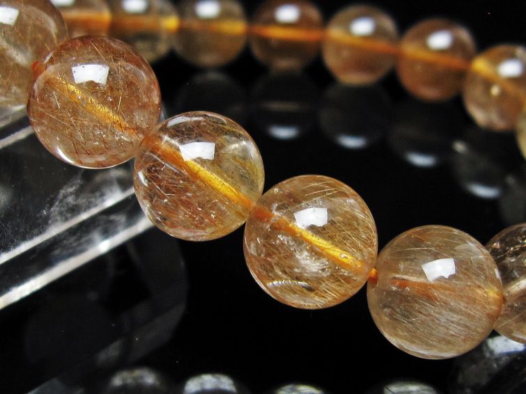 ルチルクォーツ ブレスレット 11mm ゴールドルチル ブロンズルチル メール便可 一点物 111-54818