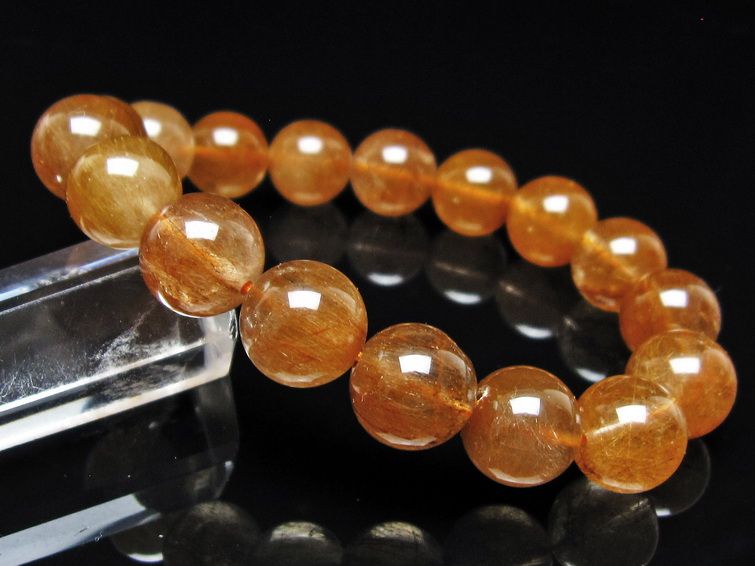 ルチルクォーツ ブレスレット 12mm ゴールドルチル ブロンズルチル メール便可 一点物 111-54826