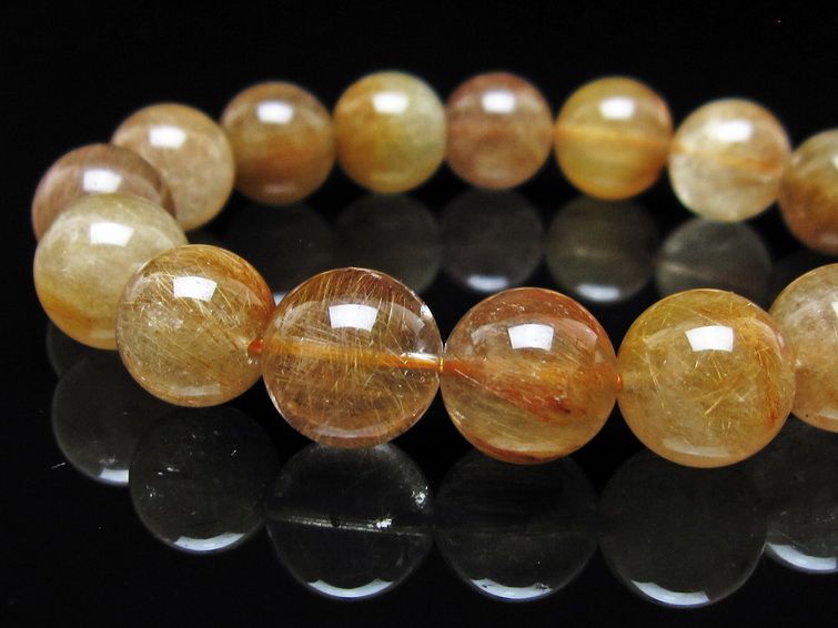 ルチルクォーツ ブレスレット 12mm ゴールドルチル ブロンズルチル 一点物 111-54828