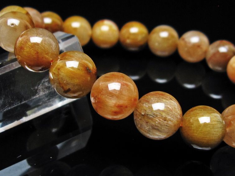 ルチルクォーツ ブレスレット 10mm ゴールドルチル ブロンズルチル メール便可 一点物 111-54830