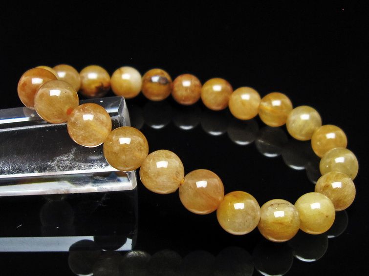 ルチルクォーツ ブレスレット 8mm ゴールドルチル ブロンズルチル メール便可 一点物 111-54835