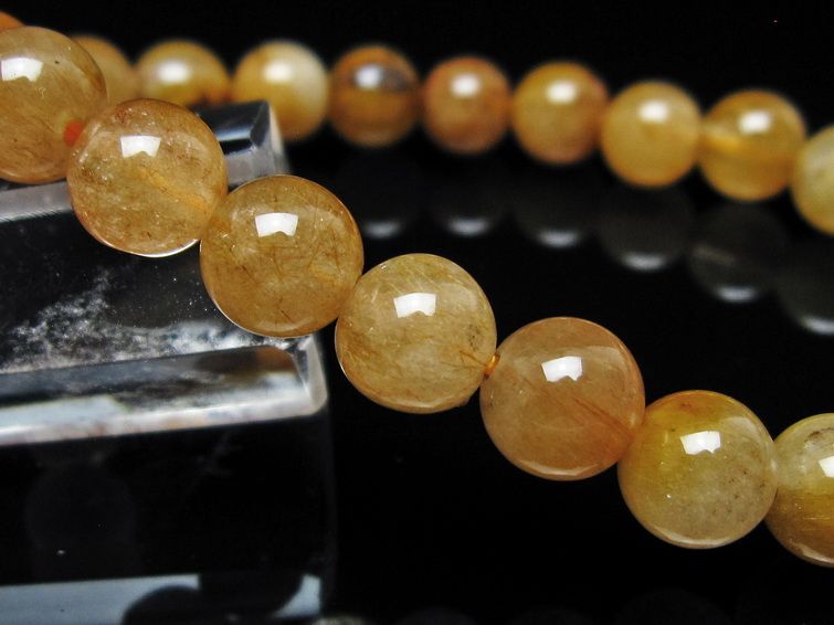 ルチルクォーツ ブレスレット 8mm ゴールドルチル ブロンズルチル メール便可 一点物 111-54835