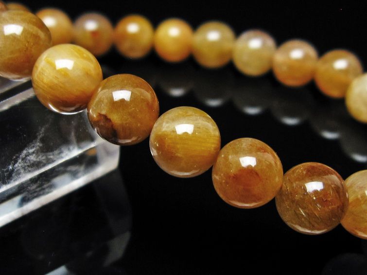 ルチルクォーツ ブレスレット 8mm ゴールドルチル ブロンズルチル メール便可 一点物 111-54836