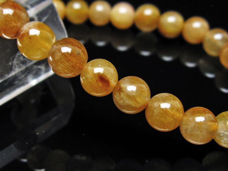 ルチルクォーツ ブレスレット 7mm ゴールドルチル ブロンズルチル メール便可 一点物 111-54837
