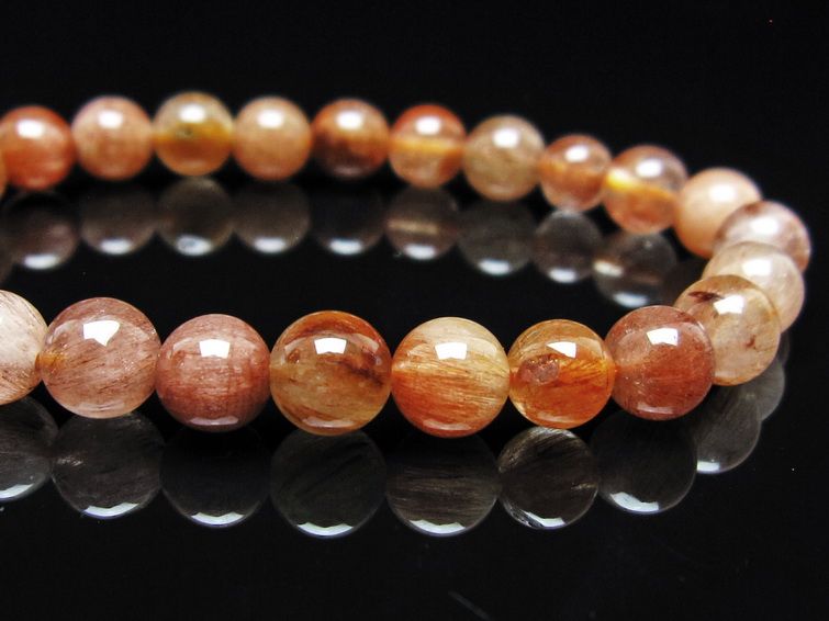 ルチルクォーツ ブレスレット 8mm ゴールドルチル ブロンズルチル メール便可 一点物 111-54841