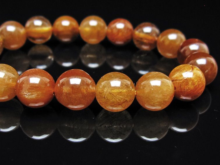 ルチルクォーツ ブレスレット 10mm ゴールドルチル ブロンズルチル メール便可 一点物 111-54845