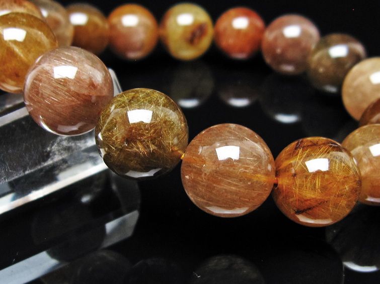 ルチルクォーツ ブレスレット 13mm ゴールドルチル ブロンズルチル 一点物 111-54849