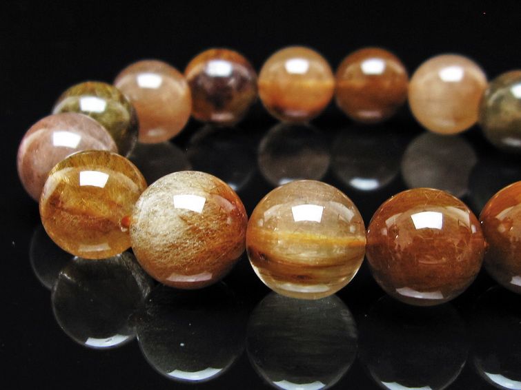 ルチルクォーツ ブレスレット 13mm ゴールドルチル ブロンズルチル 一点物 111-54849