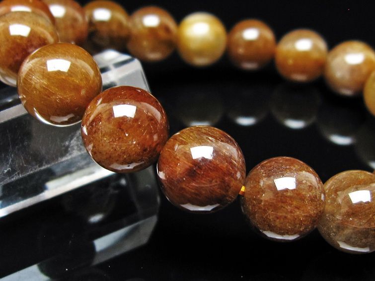 ルチルクォーツ ブレスレット 11mm ゴールドルチル ブロンズルチル メール便可 一点物 111-54857