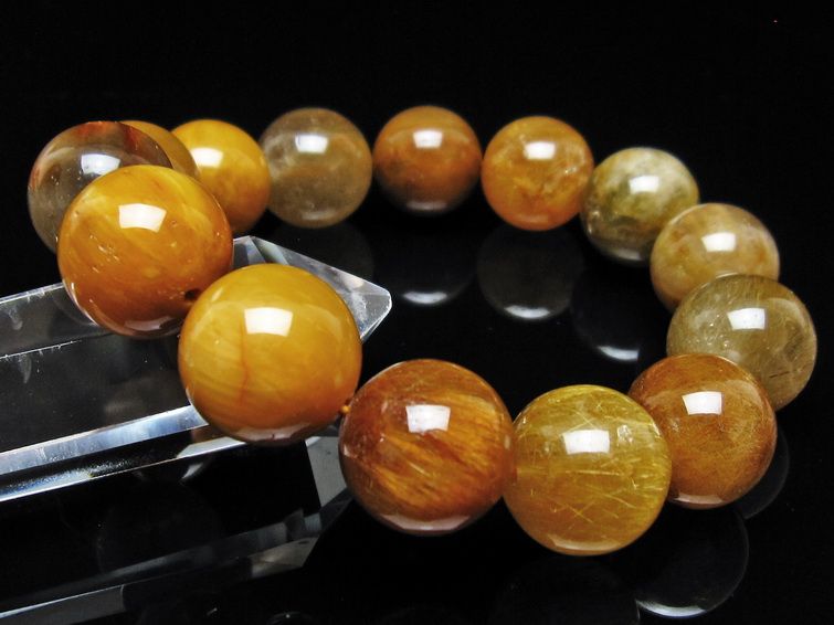 ルチルクォーツ ブレスレット 16mm ゴールドルチル ブロンズルチル 一点物 111-54860