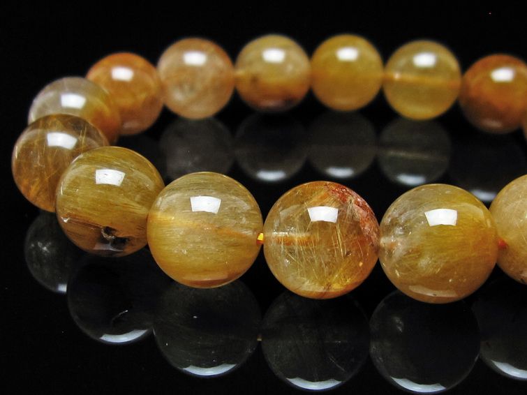 ルチルクォーツ ブレスレット 13mm ゴールドルチル ブロンズルチル 一点物 111-54861