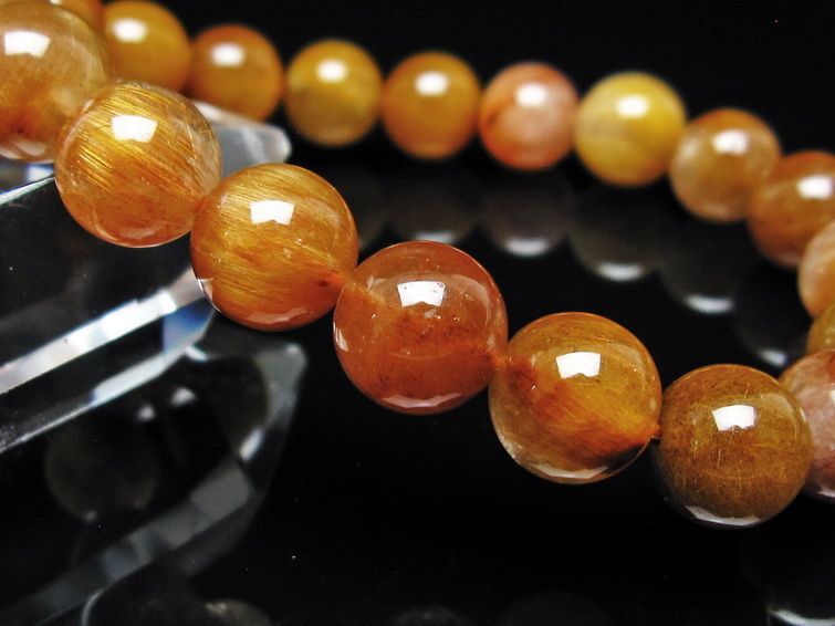 ルチルクォーツ ブレスレット 10mm ゴールドルチル ブロンズルチル メール便可 一点物 111-54862