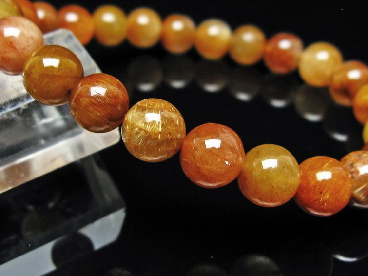 ルチルクォーツ ブレスレット 8mm ゴールドルチル ブロンズルチル メール便可 一点物 111-54863