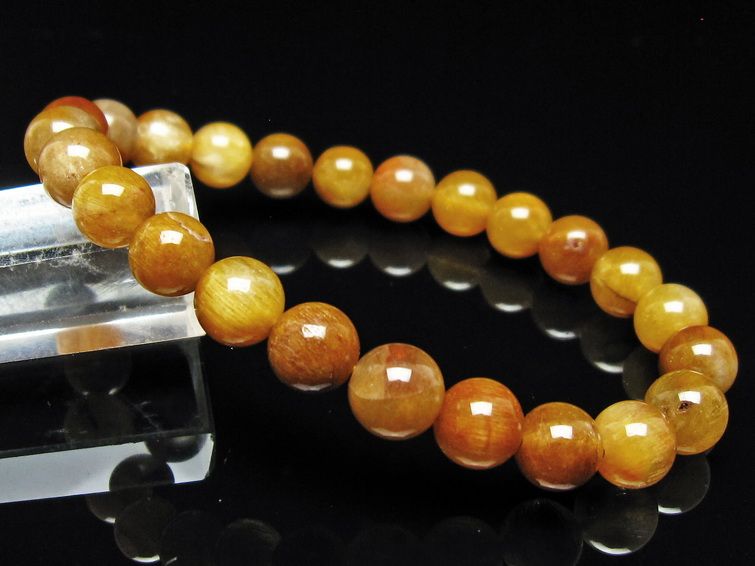 ルチルクォーツ ブレスレット 8mm ゴールドルチル ブロンズルチル メール便可 一点物 111-54864