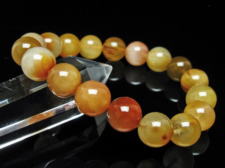 ルチルクォーツ ブレスレット 12mm ゴールドルチル ブロンズルチル 一点物 111-54869