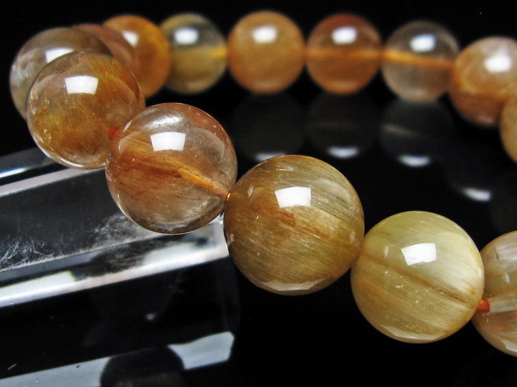 ルチルクォーツ ブレスレット 13mm ゴールドルチル ブロンズルチル 一点物 111-54878