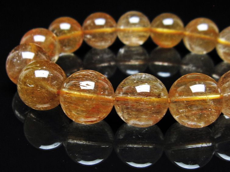 ルチルクォーツ ブレスレット 15mm ゴールドルチル ブロンズルチル 一点物 111-54880