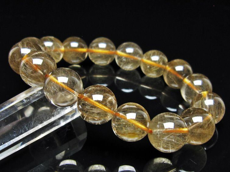 ルチルクォーツ ブレスレット 13mm ゴールドルチル ブロンズルチル 一点物 111-54893