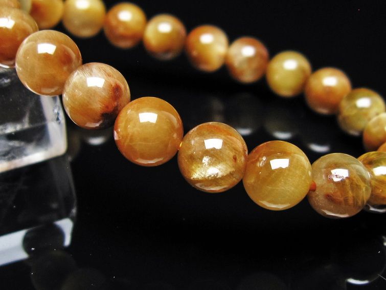 ルチルクォーツ ブレスレット 8mm ゴールドルチル ブロンズルチル メール便可 一点物 111-54898