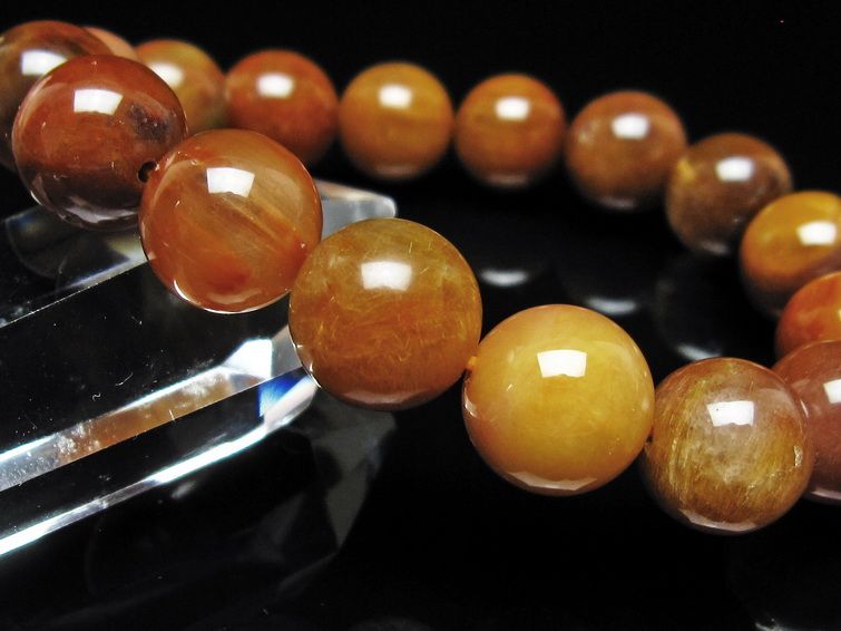 ルチルクォーツ ブレスレット 12mm ゴールドルチル ブロンズルチル 一点物 111-54909