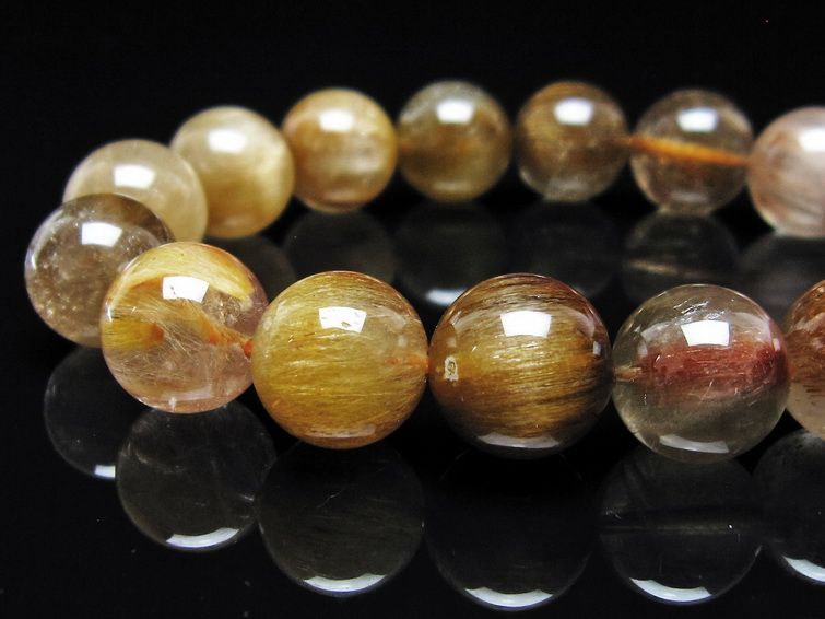 ルチルクォーツ ブレスレット 13mm ゴールドルチル ブロンズルチル 一点物 111-54915