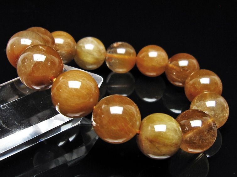 ルチルクォーツ ブレスレット 14mm ゴールドルチル ブロンズルチル 一点物 111-54917