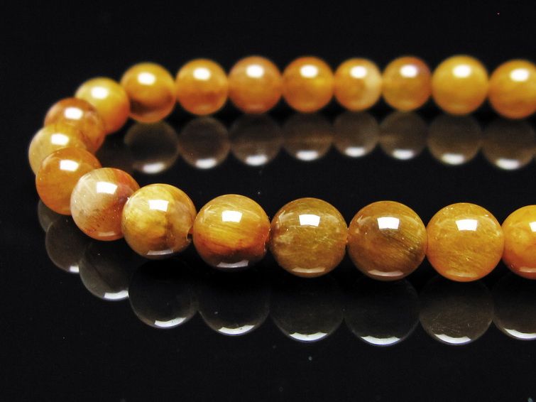 ルチルクォーツ ブレスレット 7mm ゴールドルチル ブロンズルチル メール便可 一点物 111-54924